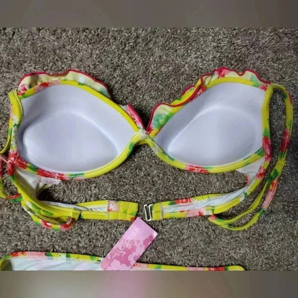 Xhilaration Floral Ruffle Yellow bikini NWT - Picture 7 of 8